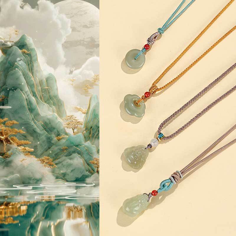 Hetian Jade Pixiu Ruyi Lock Pendant Necklace