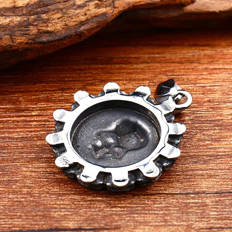 Men's Retro Punk Skull Pendant with Roman Numerals in Titanium Steel - European and American Style Jewelry