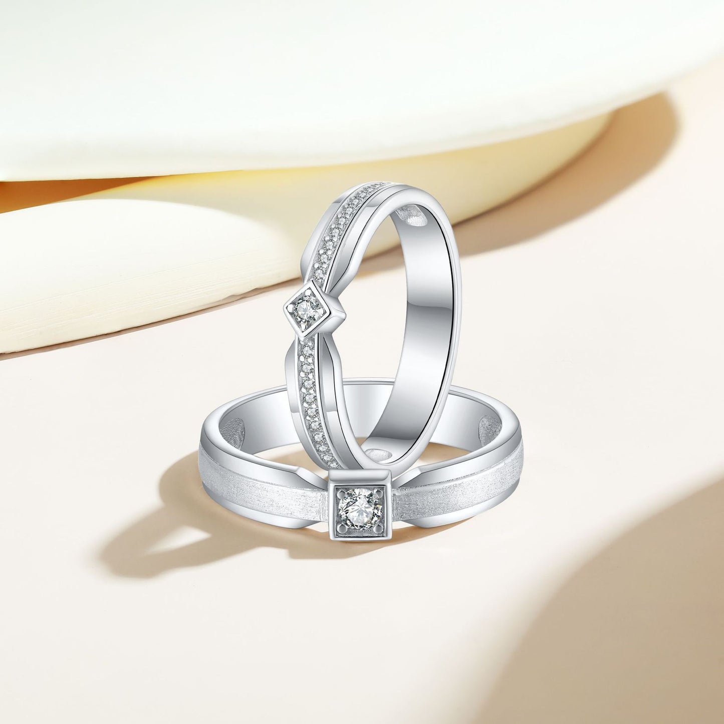 Auditorium Flower Diameter 925 Silver Couple Ring Set