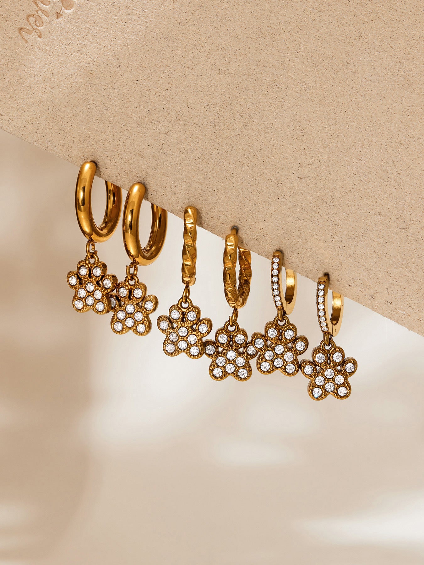 Planderful Cat Paw Earrings For Women Stainless Steel Zircon