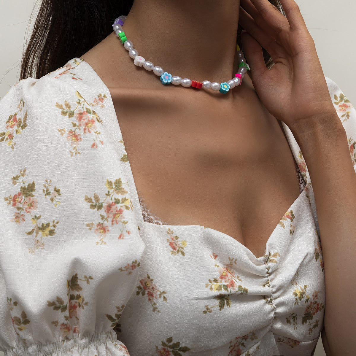 Planderful Vienna Verve Elegant Statement Necklace For Women Floral Imitation Pearl Ethnic Geometric Design