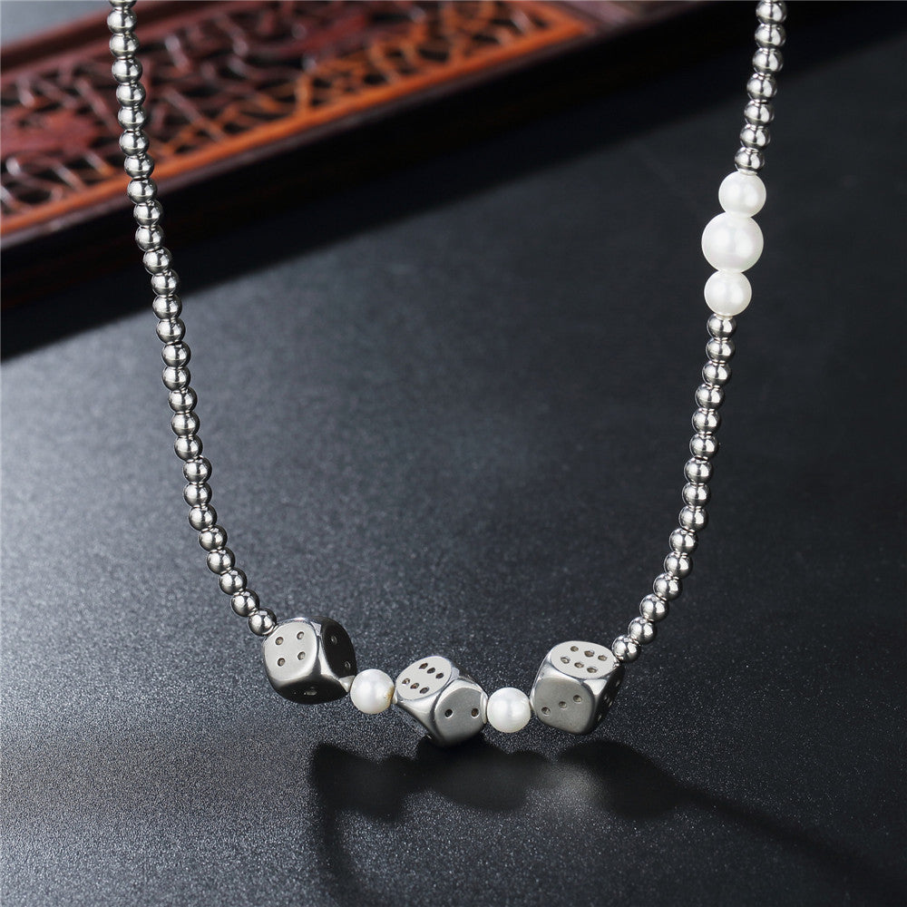 Planderful Titanium Dice Necklace Unisex Hip Hop Style Protection Statement For Fashion Fans