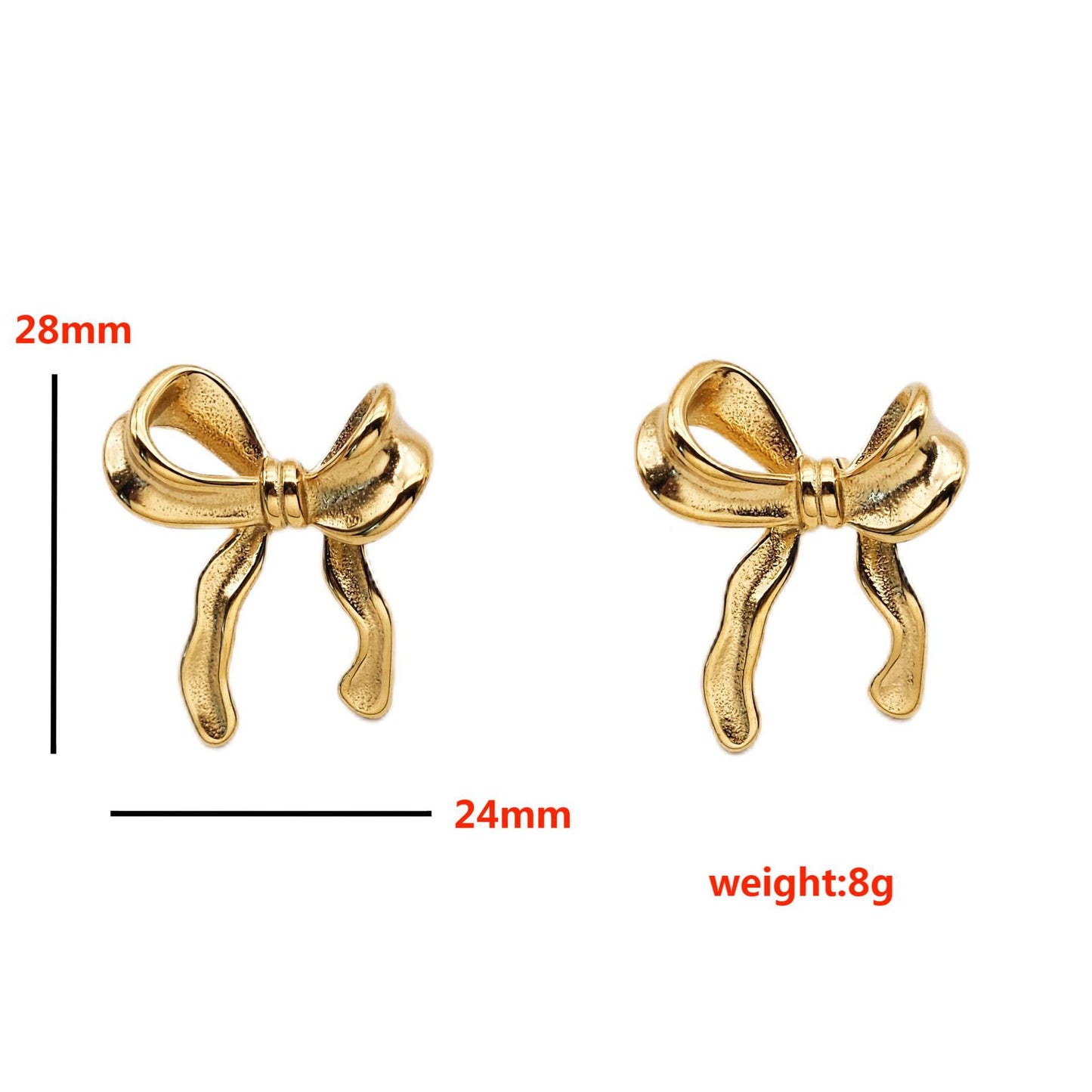 Planderful Ribbon Bow Stainless Steel Stud Earrings Gold Plated For Women Premium Versatile Statement