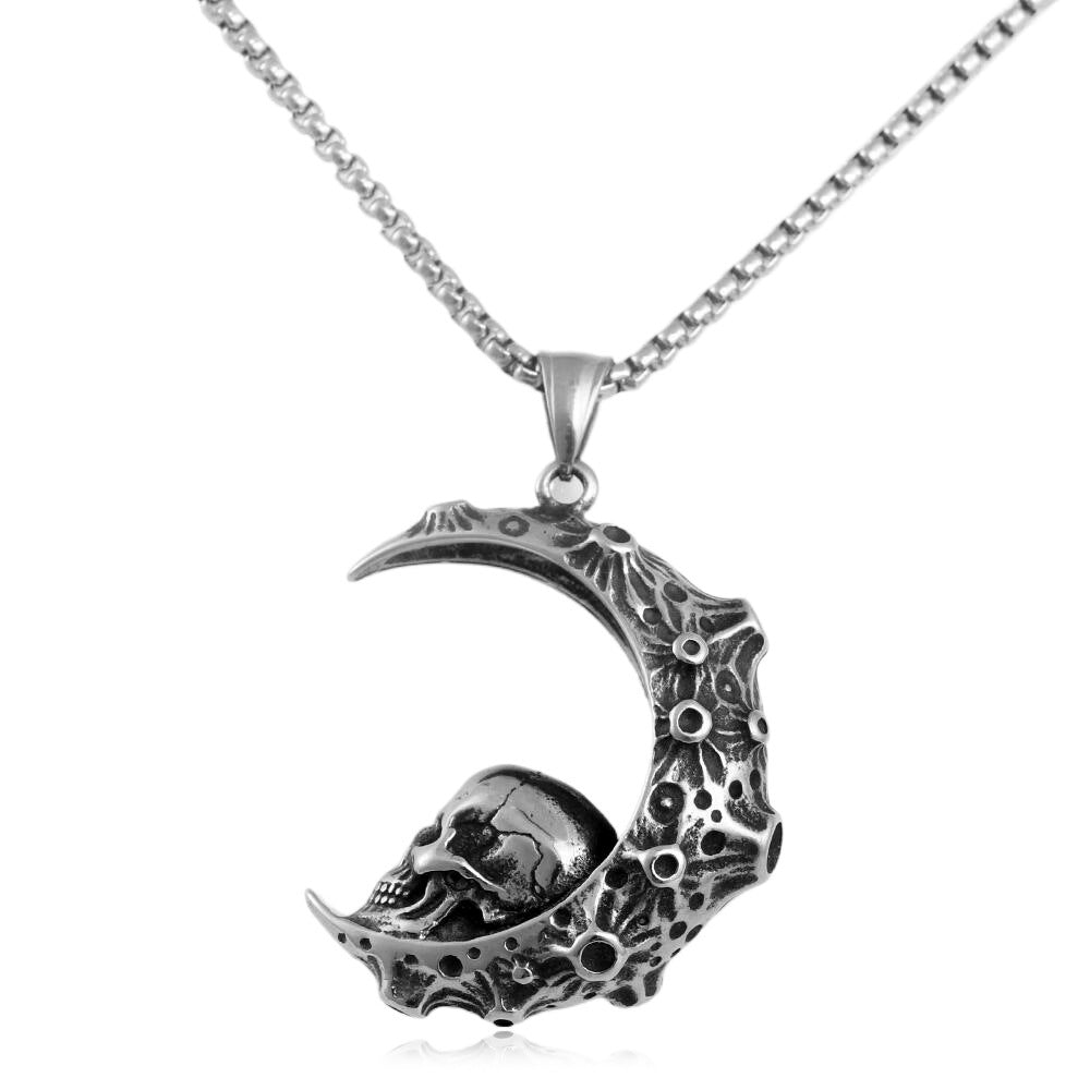 European And American Stainless Steel Moon Skull Pendant