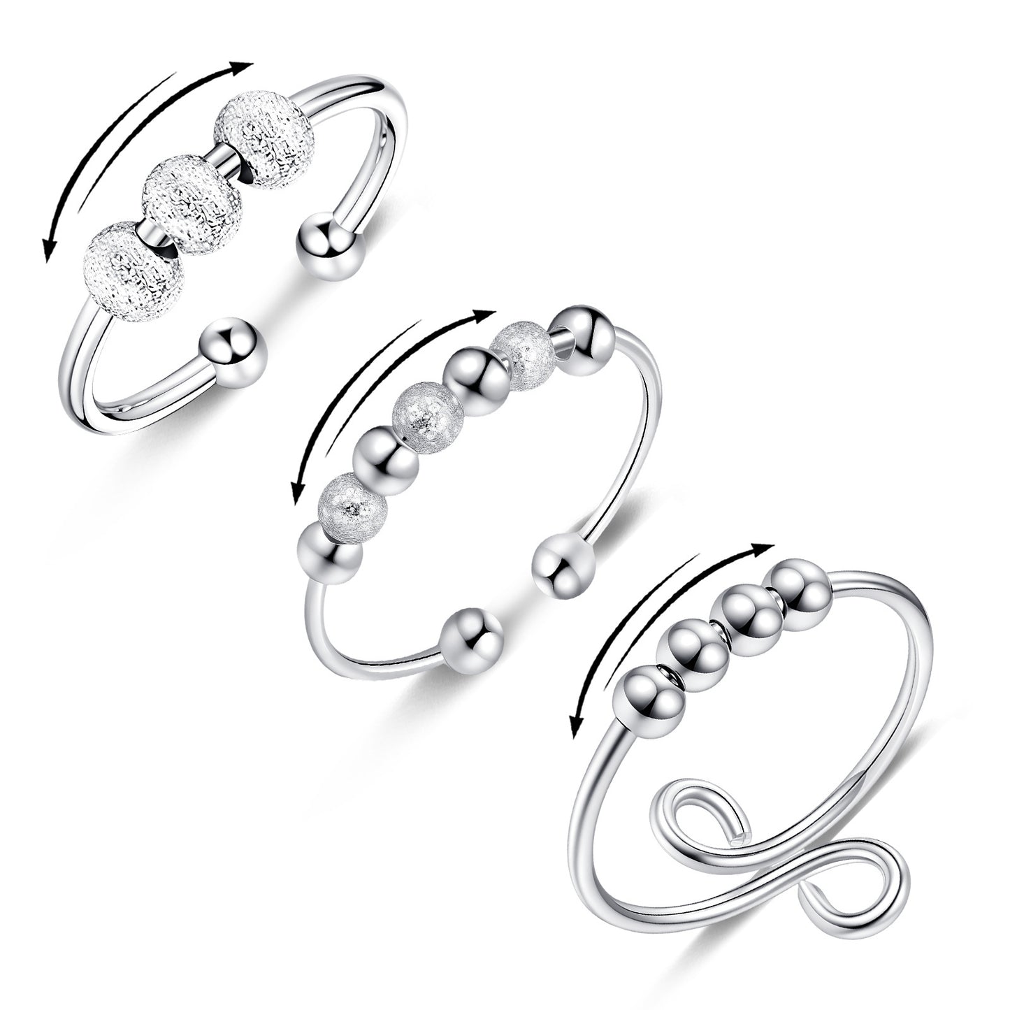 Planderful Rotatable Bead Ring For Anxiety Relief Adjustable Unisex Jewelry Calming Accessory For Men Women