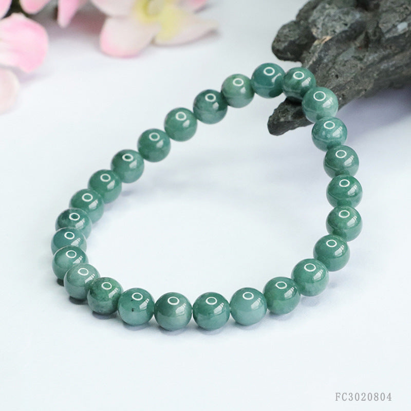 Blue Water Jadeite Round Bead 7 mm Bracelet
