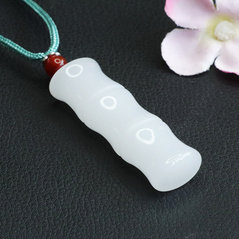 Golden Silk Jade Bamboo Pendant