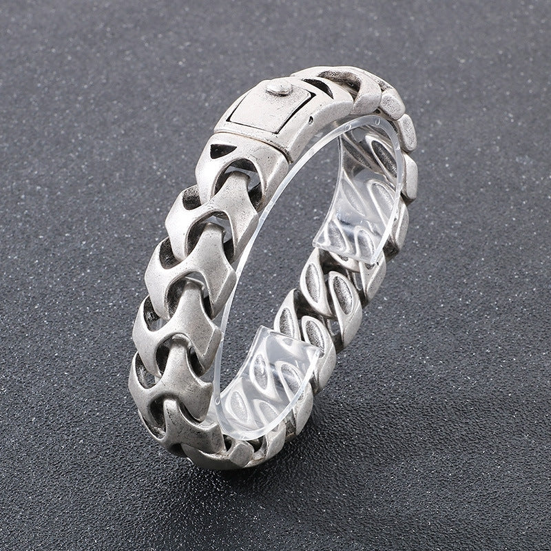 Planderful Square Snap Bracelet Titanium Steel For Men Punk