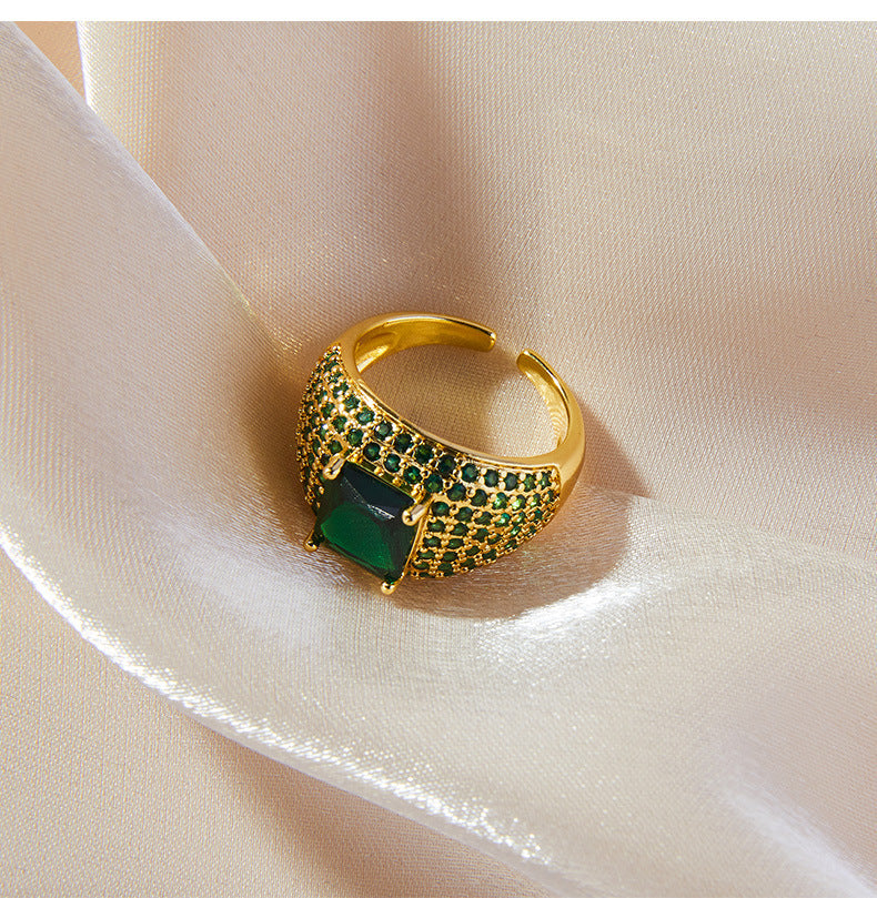 Luxurious Copper Open Ring with Colored Zircon - Size 6-8