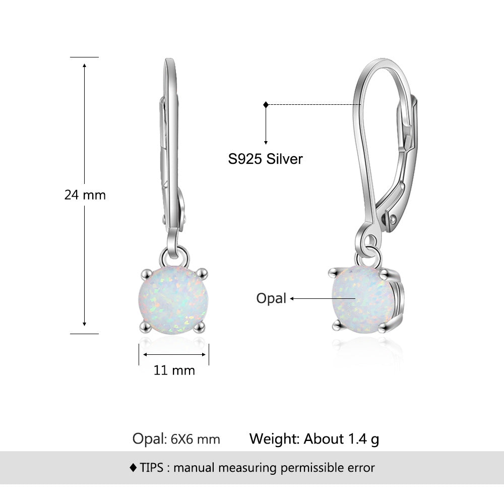 Planderful Jewelry Sterling Silver Opal Drop Earrings S925 Elegant Everyday Jewelry Gift