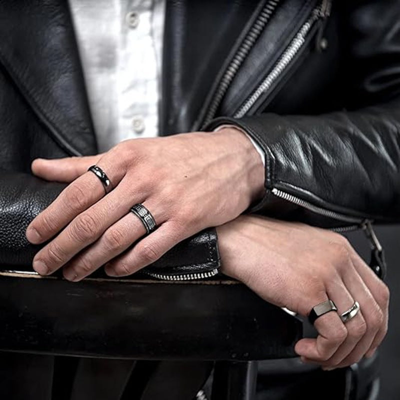 Planderful Everyday Genie Chain Titanium Steel Ring Rotating Unisex Couple Jewelry