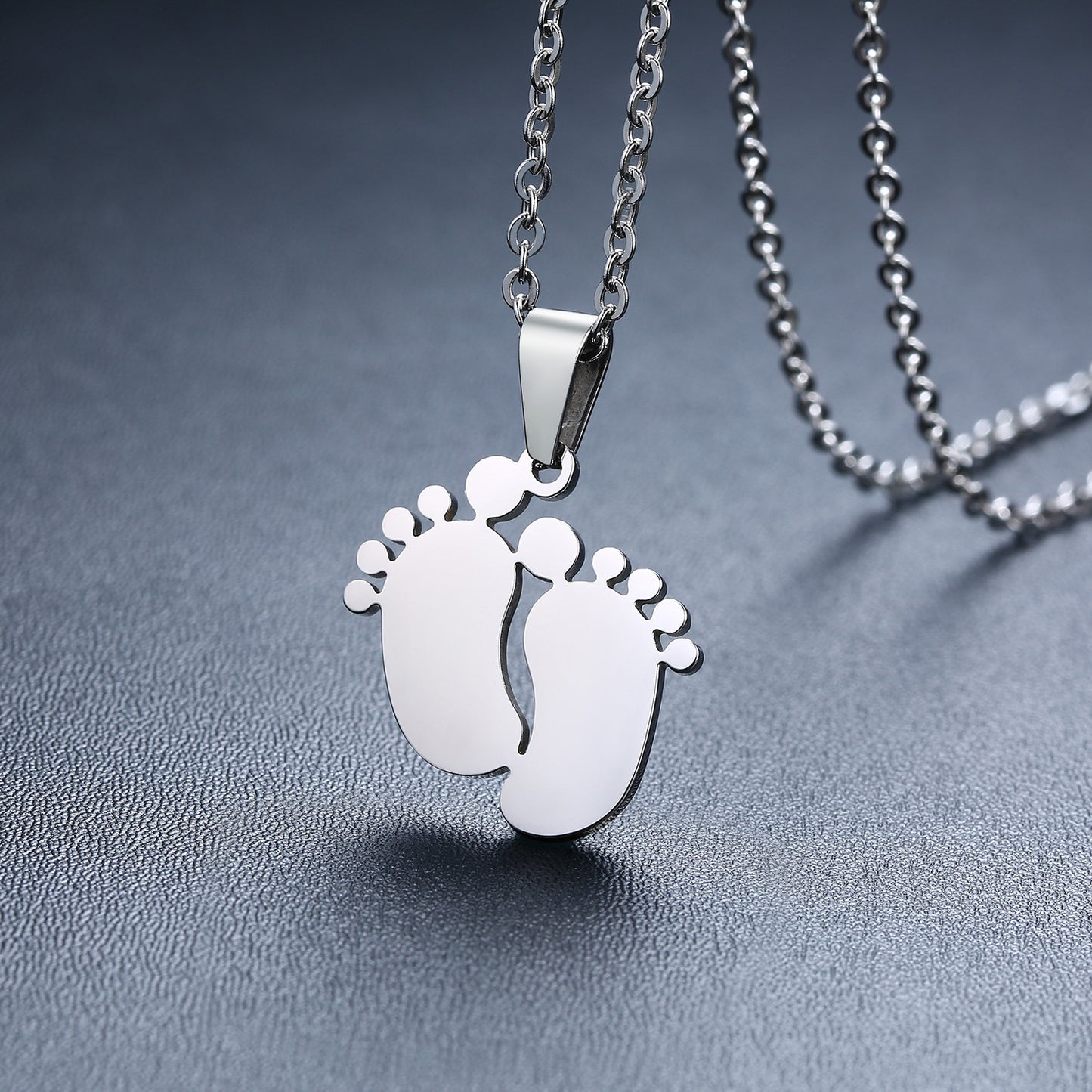 Stainless Steel Foot Pendant Necklace for Men and Women