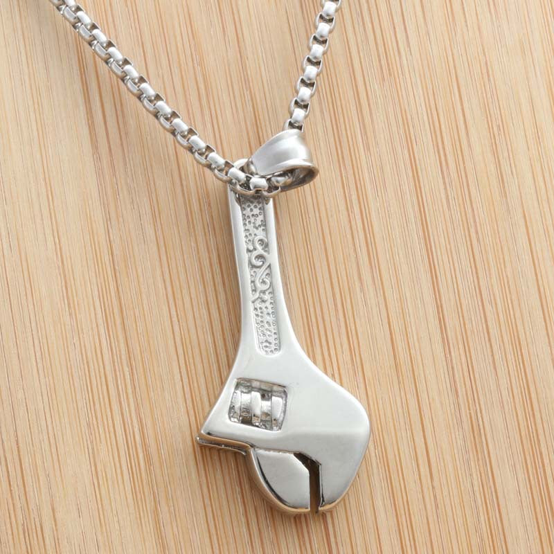 Titanium Steel Hip Hop Necklace with Wrench Pendant for Men – Nightclub Performance Accessory