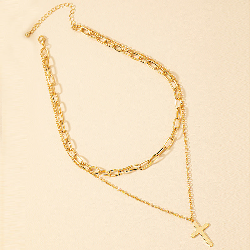 Luxury Double Layer Cross Pendant Necklace - Vienna Verve Collection