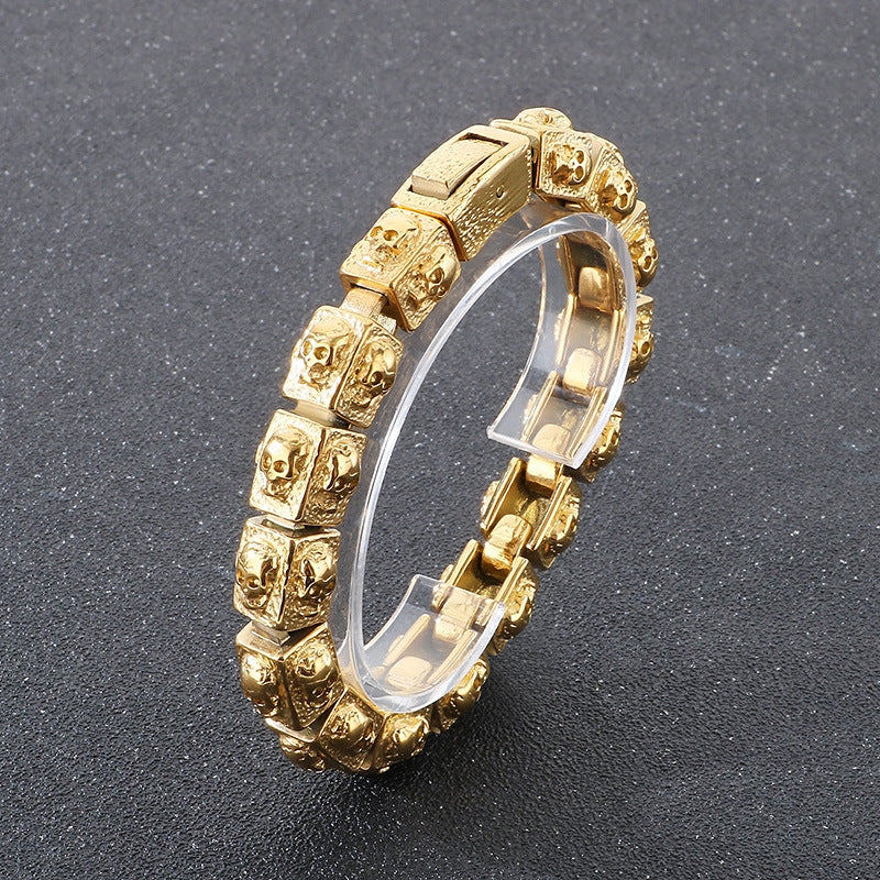 Planderful Skull Bracelet Titanium Steel For Men Retro