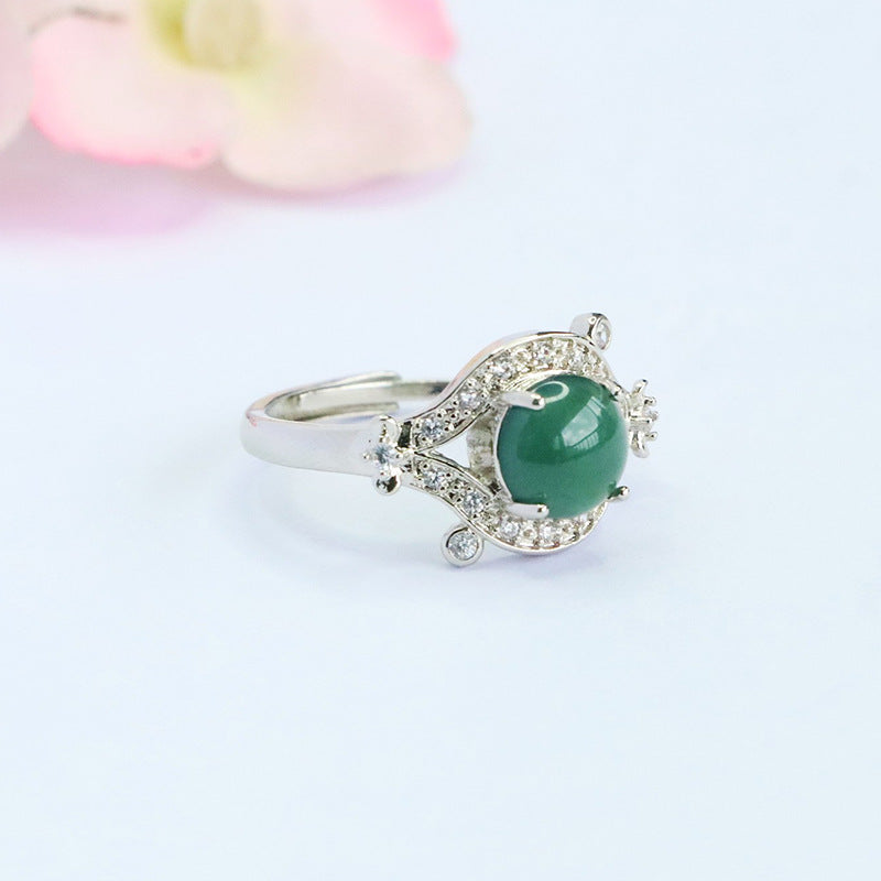 Blue Water Jadeite Dewdrop Ring