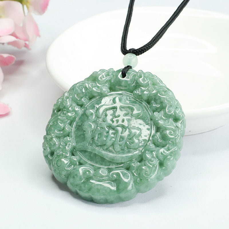 Emerald Fortune Pixiu Pendant with Myanmar A Grade Jade