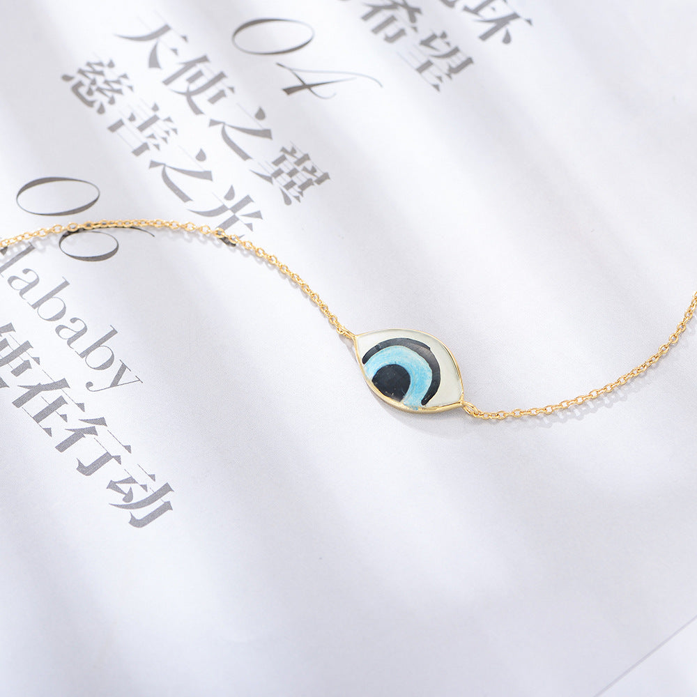 Vintage Electroplated 14k Gold Devil's Eye Bracelet Classic Drip Glue Painted Eye Hand