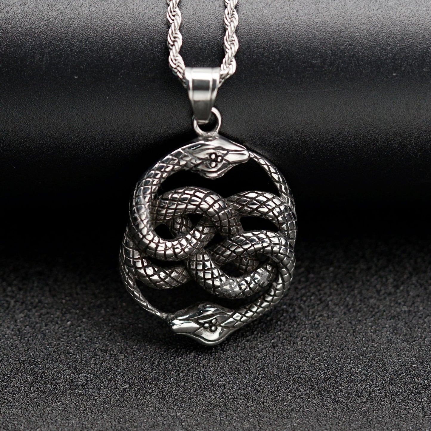 Steel Necklace – Vintage Snake Pendant