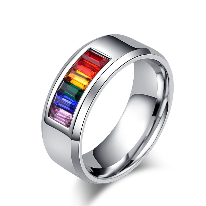 Steel Ring - Minimalist Rainbow Color Band