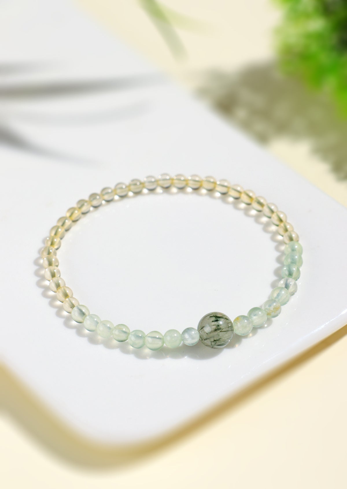 4 mm Citrine & Green Rutilated Quartz Bracelet
