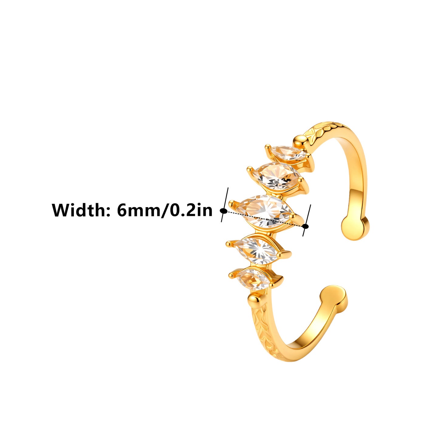 Planderful Everyday Genie Zircon Open Ring Stainless Steel Adjustable For Women And Unisex