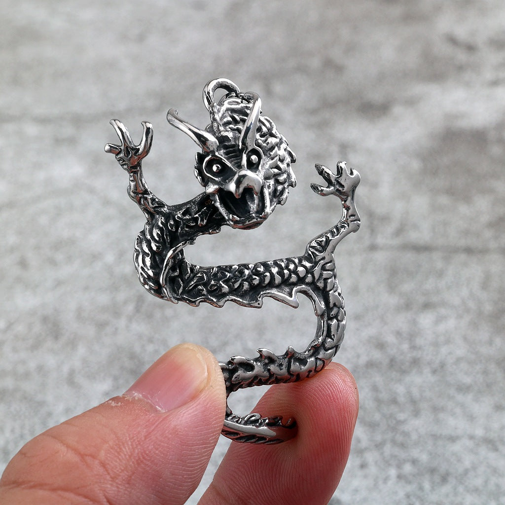Vintage Dragon Stainless Steel Men's Pendant Necklace