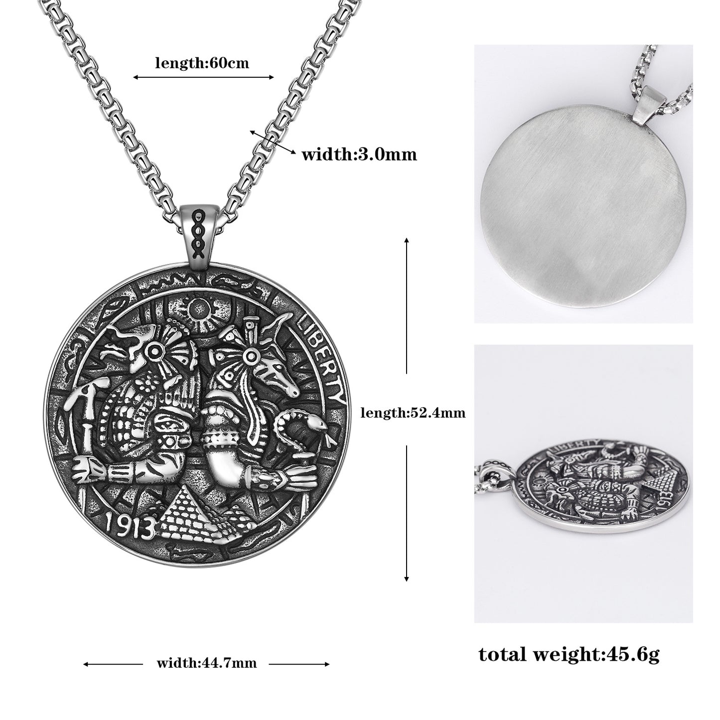 Steel Necklace – Statement Pharaoh Pendant