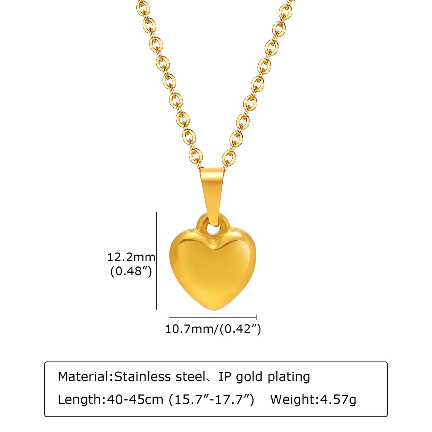 Love Necklace Stainless Steel Heart Necklace Gold Women