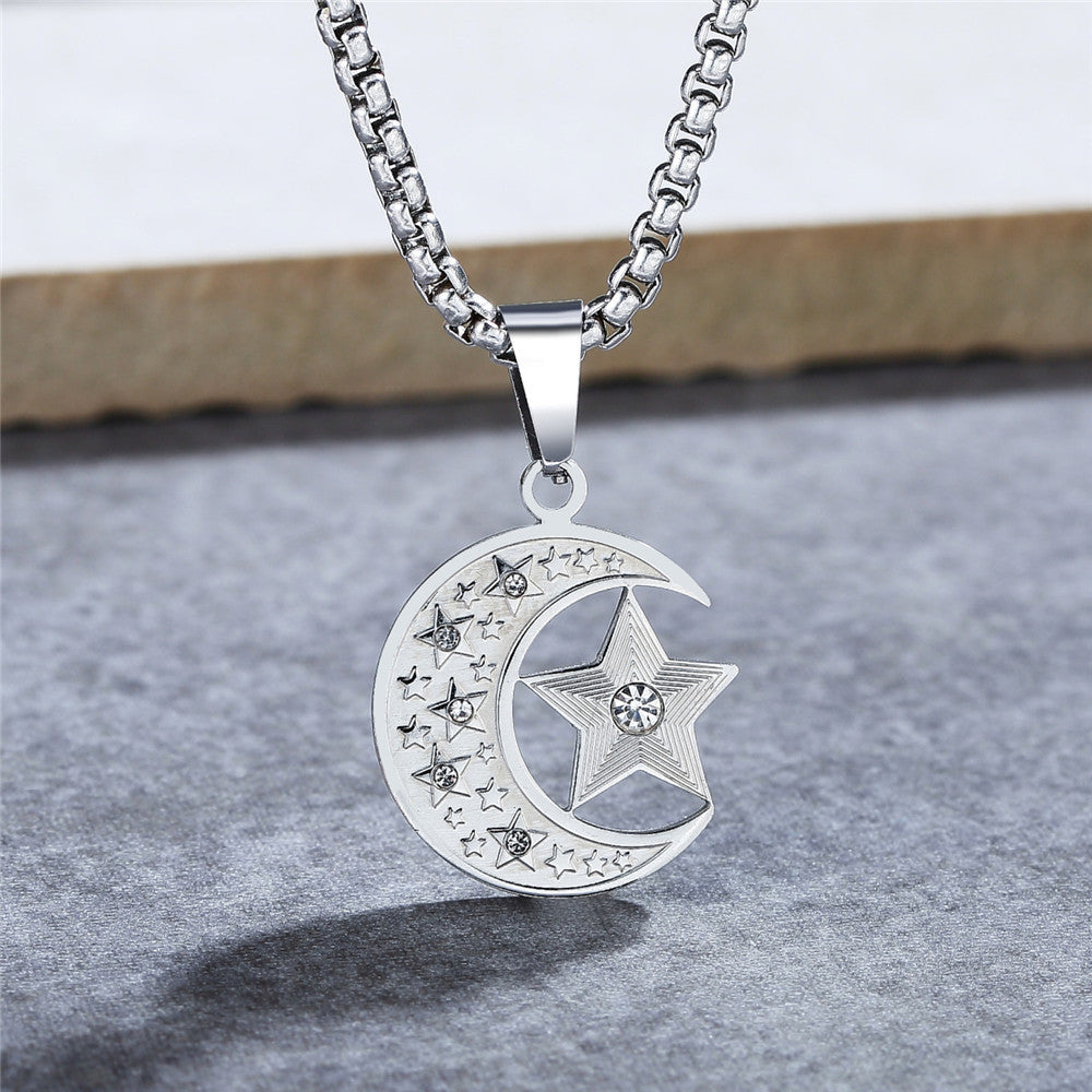 Planderful Star Moon Pendant Necklace Unisex Protection Charm For Gen Z Fashion Essentials