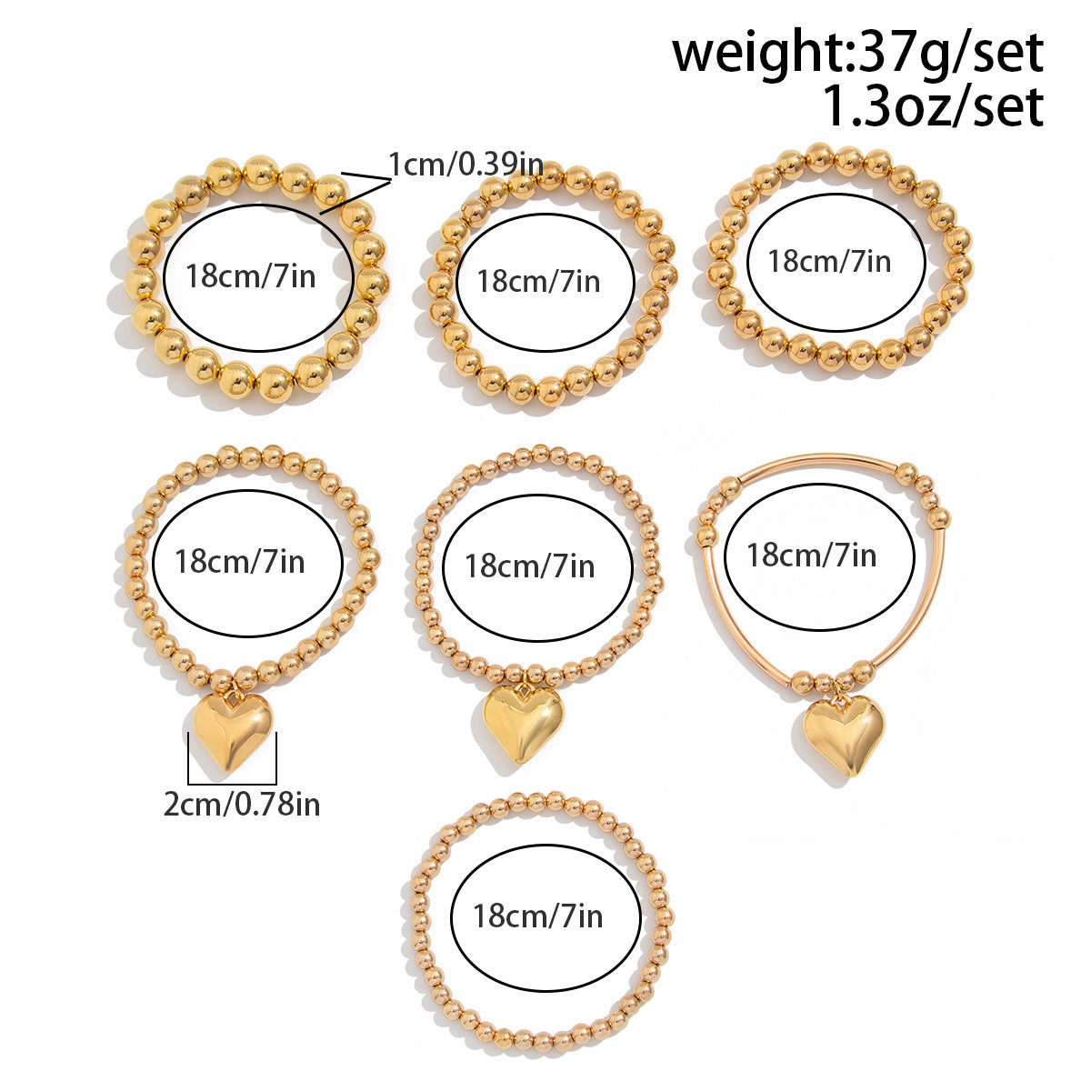 Planderful Vienna Verve Beaded Love Pendant Bracelet For Women European American Stacked Metal Statement