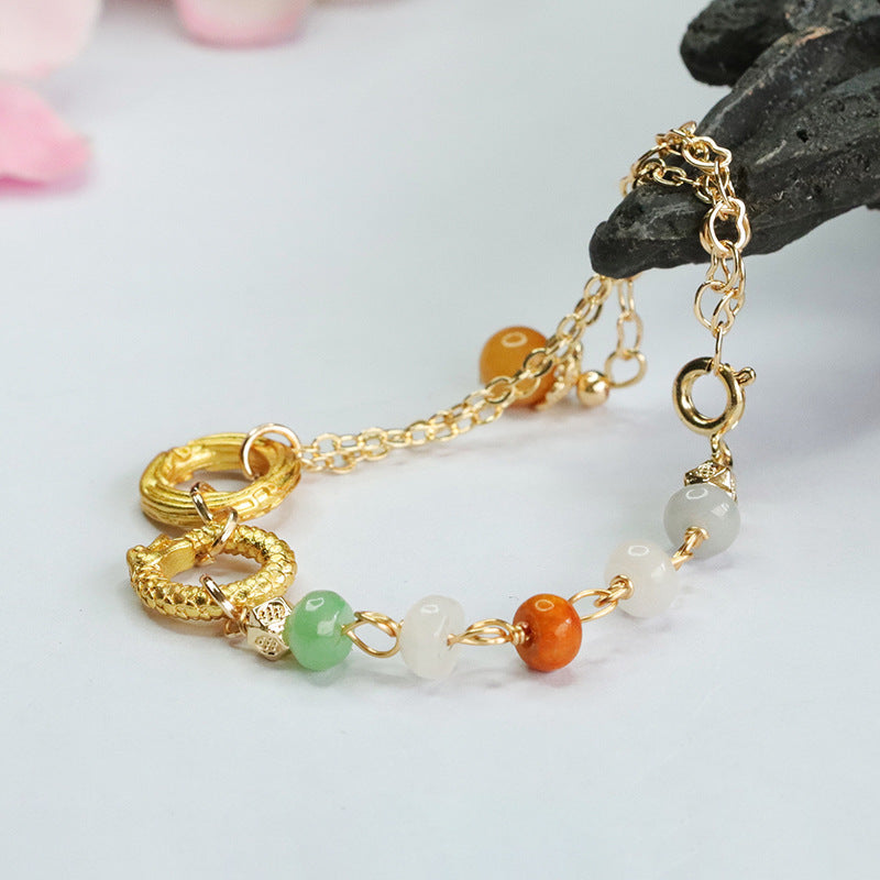 Jadeite Dragon & Phoenix Abacus Bead Bracelet
