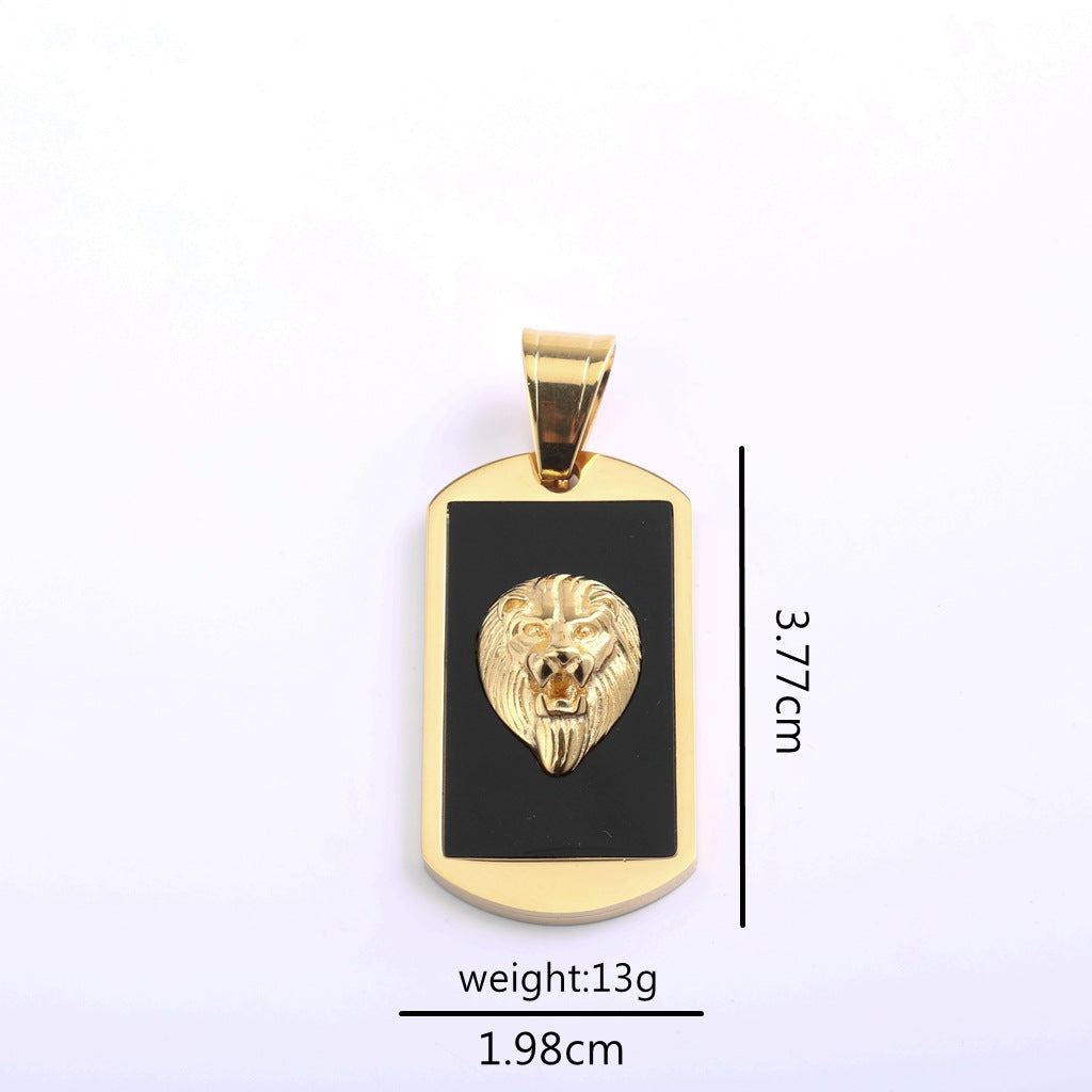 Vintage Lion Stainless Steel Pendant Necklace