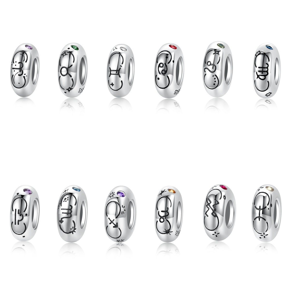 Planderful Jewelry Zodiac Spacer Bead Sterling Silver Zircon
