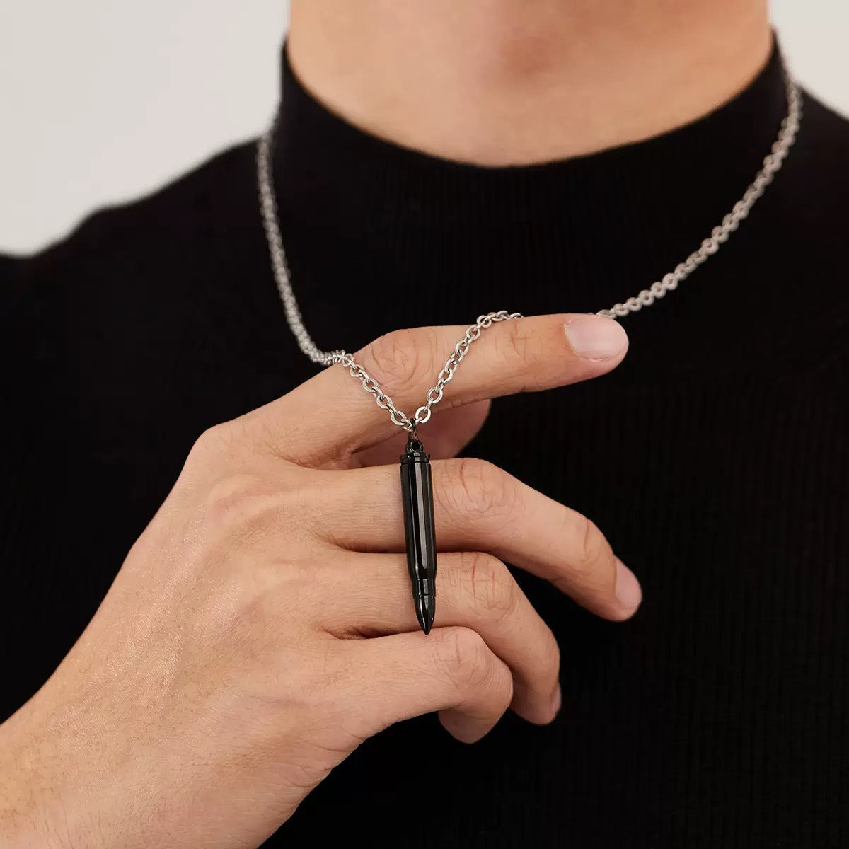 Planderful Stainless Steel Bullet Pendant For Men Personalized Hip Hop Necklace With Domineering Style