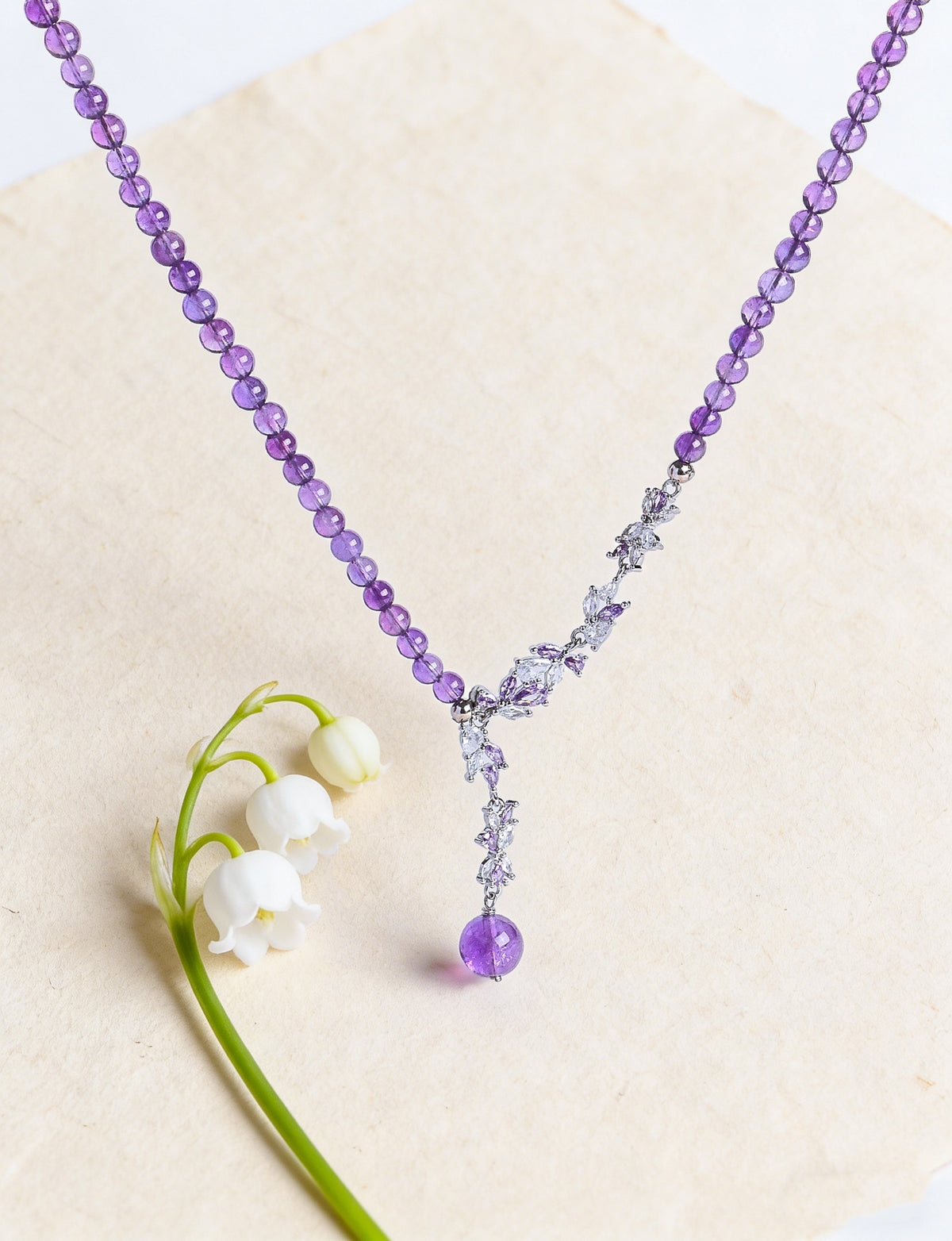 Amethyst Crystal Butterfly Necklace