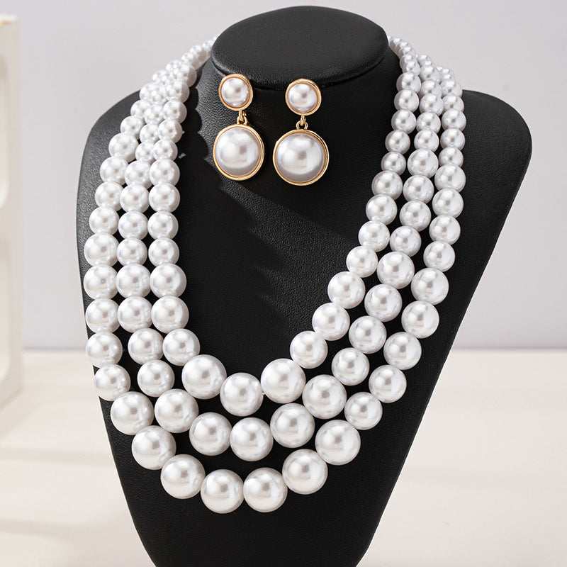 Light Luxury Pearl Necklace Earrings Set for Women Planderful