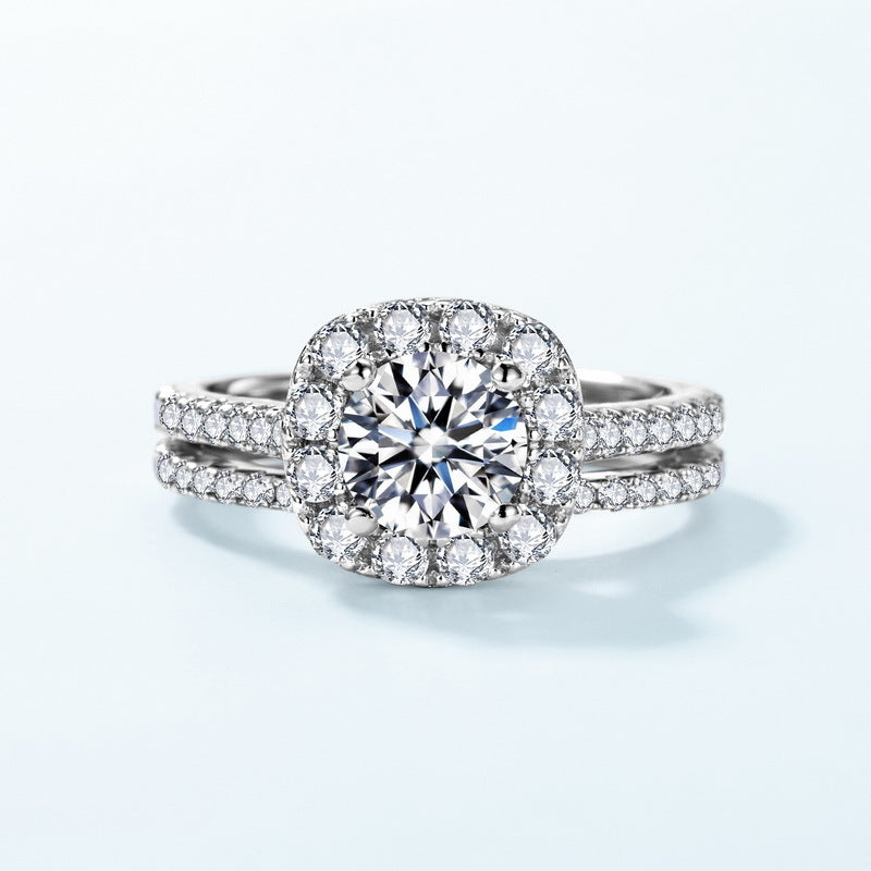 Planderful Classic Moissanite Sterling Silver Ring – 6.5 × 6.5 mm, 1 ct – Style 7