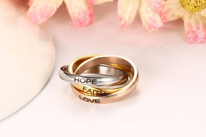 European And American Jewelry Three-In-One Plain Fashion Ring