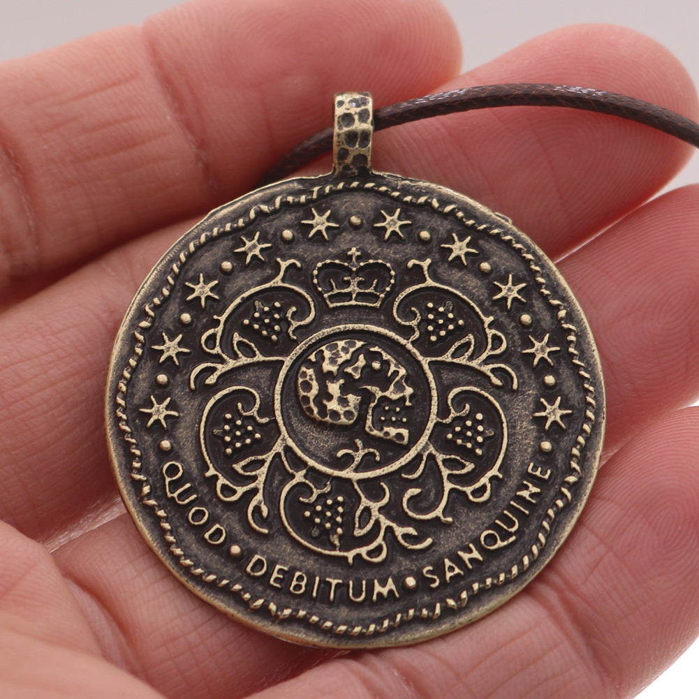 Retro Skull Pendant with Crown Rune Talisman Necklace - Norse Legacy Collection