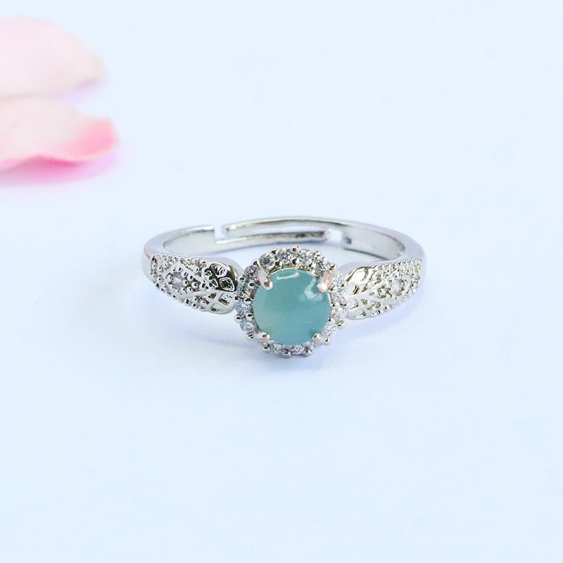 Blue Water Jadeite Star-Halo Ring