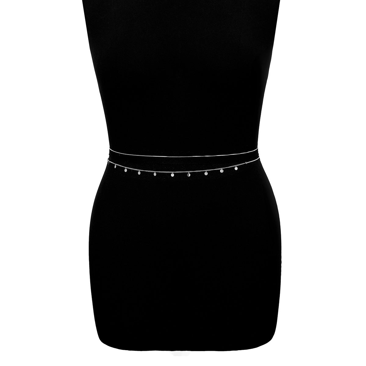 Elegant Sequin Box Chain Jewelry Set with Waist Chain