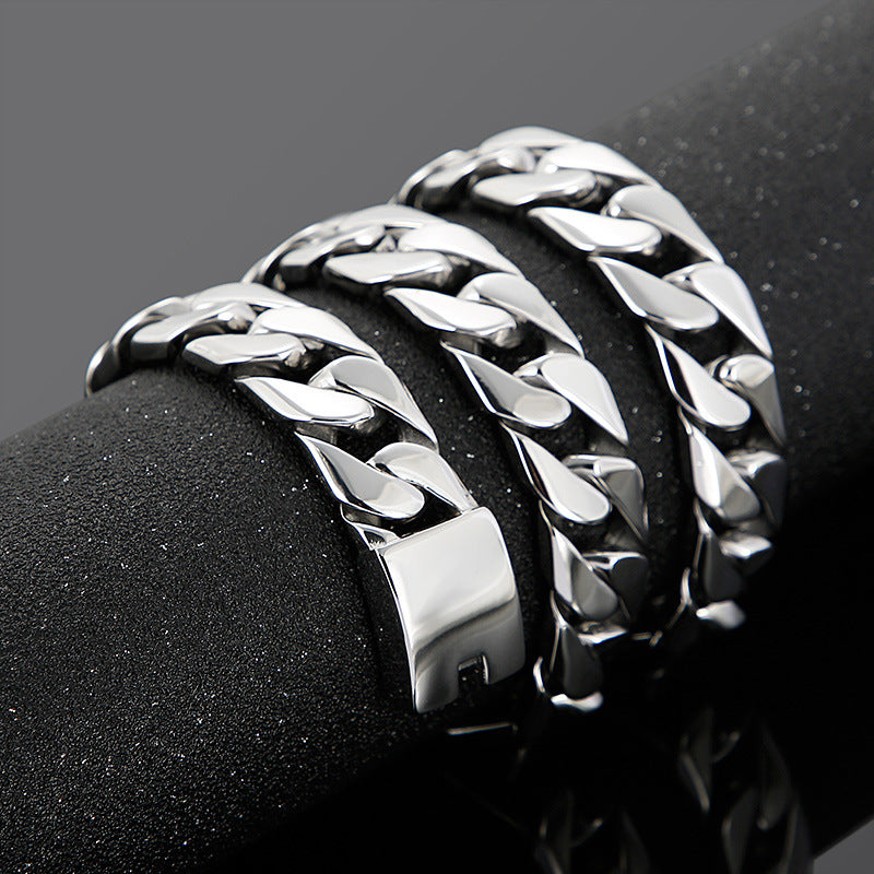 Stainless Steel Men's Cuban Chain Necklace, Titanium Steel Electroplated 18k Gold Thick Chain
