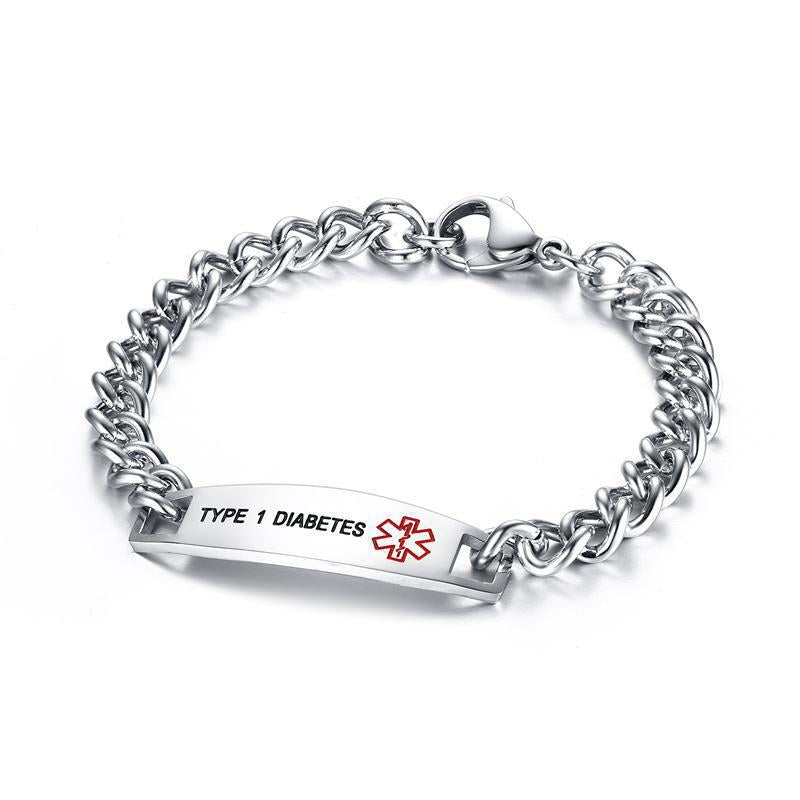 Cross-Border Jewelry Bracelet 12MM Stainless Steel Curved Medical Logo Bracelet Men's Titanium Steel Bracelet for Men