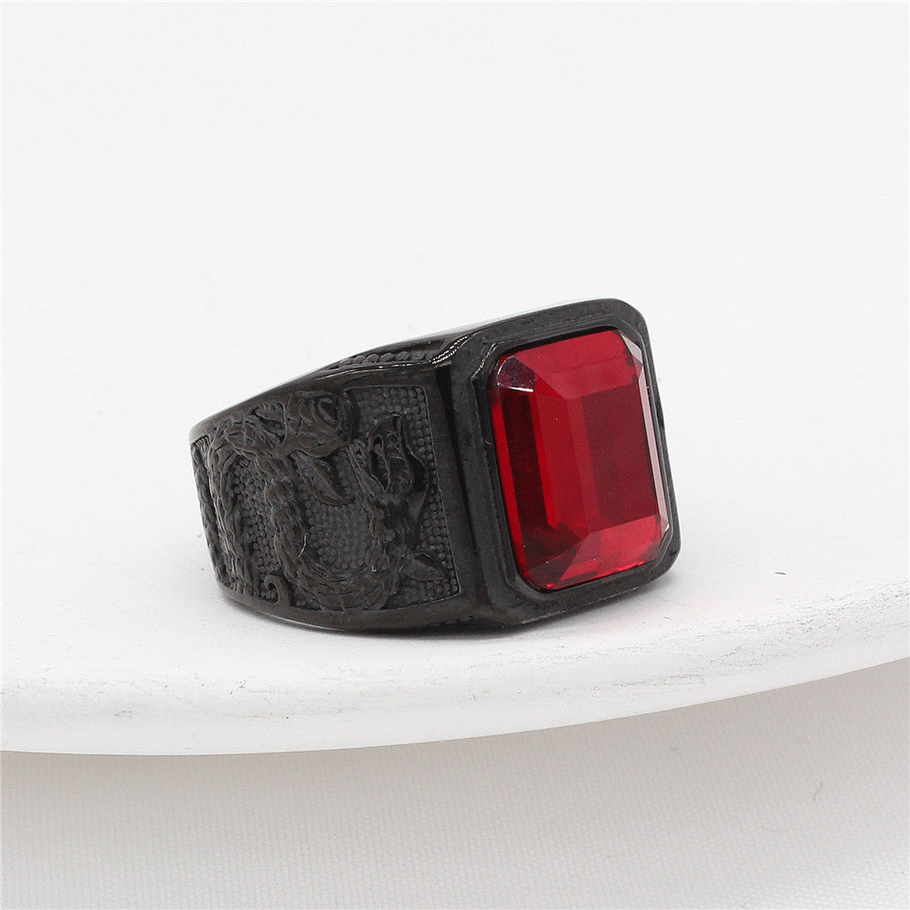 Titanium Steel Ring With Zircon Double Snake Unisex Retro Statement By Planderful Everyday Genie
