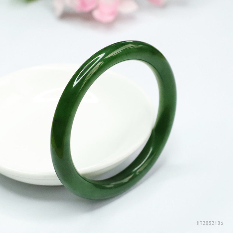 Spinach-Green Jasper Round Bangle