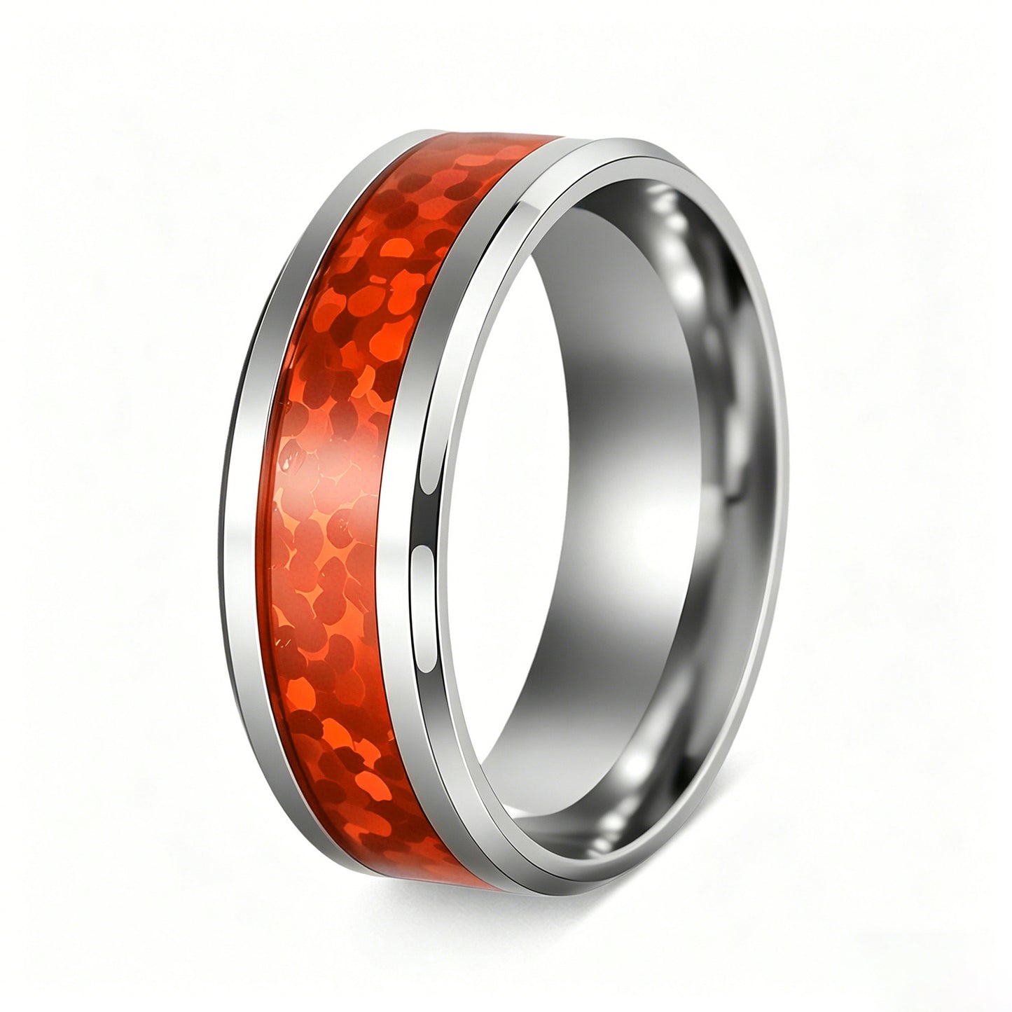 Planderful Opal Ring For Couples Unisex Stainless Steel Durable Jewelry With European Red And Blue Opal