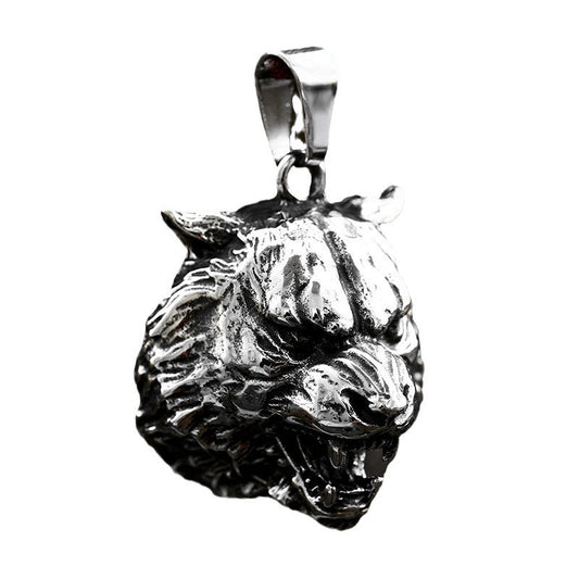 Titanium Steel Tiger Head Pendant - Retro Cross-Border Jewelry for Men