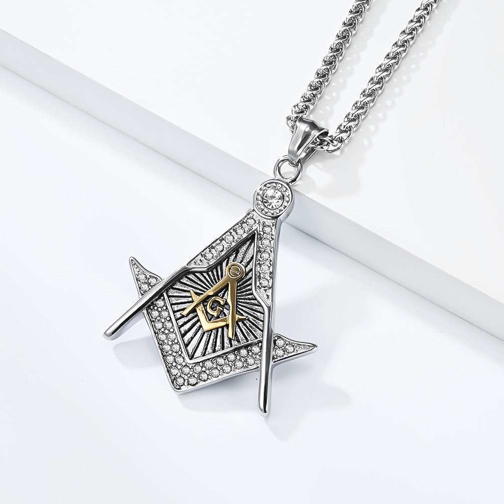 Planderful Masonic Necklace Unisex Pendant Retro Punk Style Long Lasting Finish For Trendsetters
