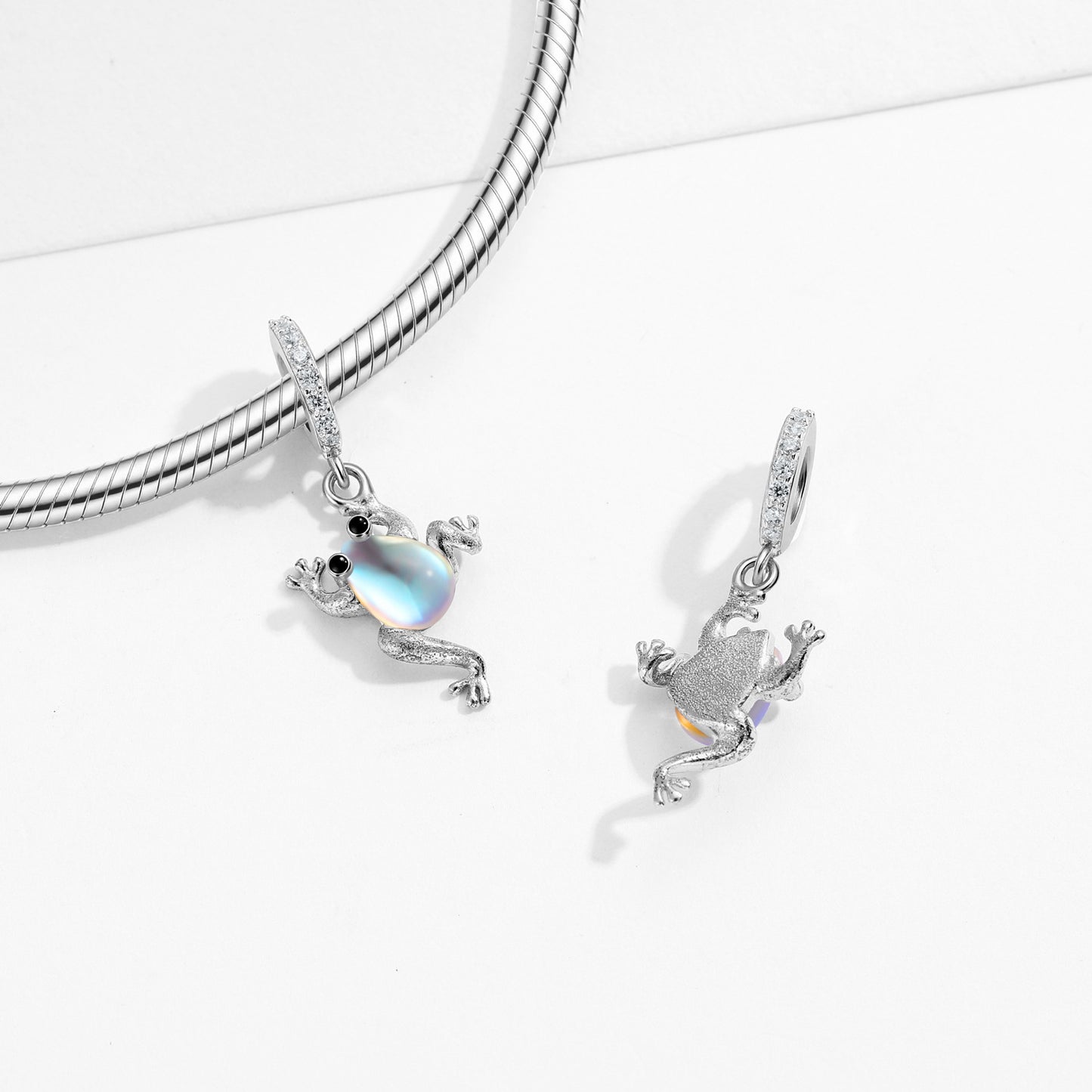 Planderful Jewelry Moonstone Frog Pendant In Sterling Silver 925 Necklace Elegant Gift For Her